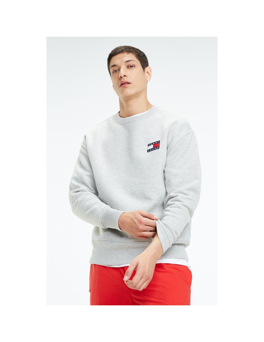 SUDADERA TOMMY JEANS TOMMY BADGE CREW GREY HEATHER