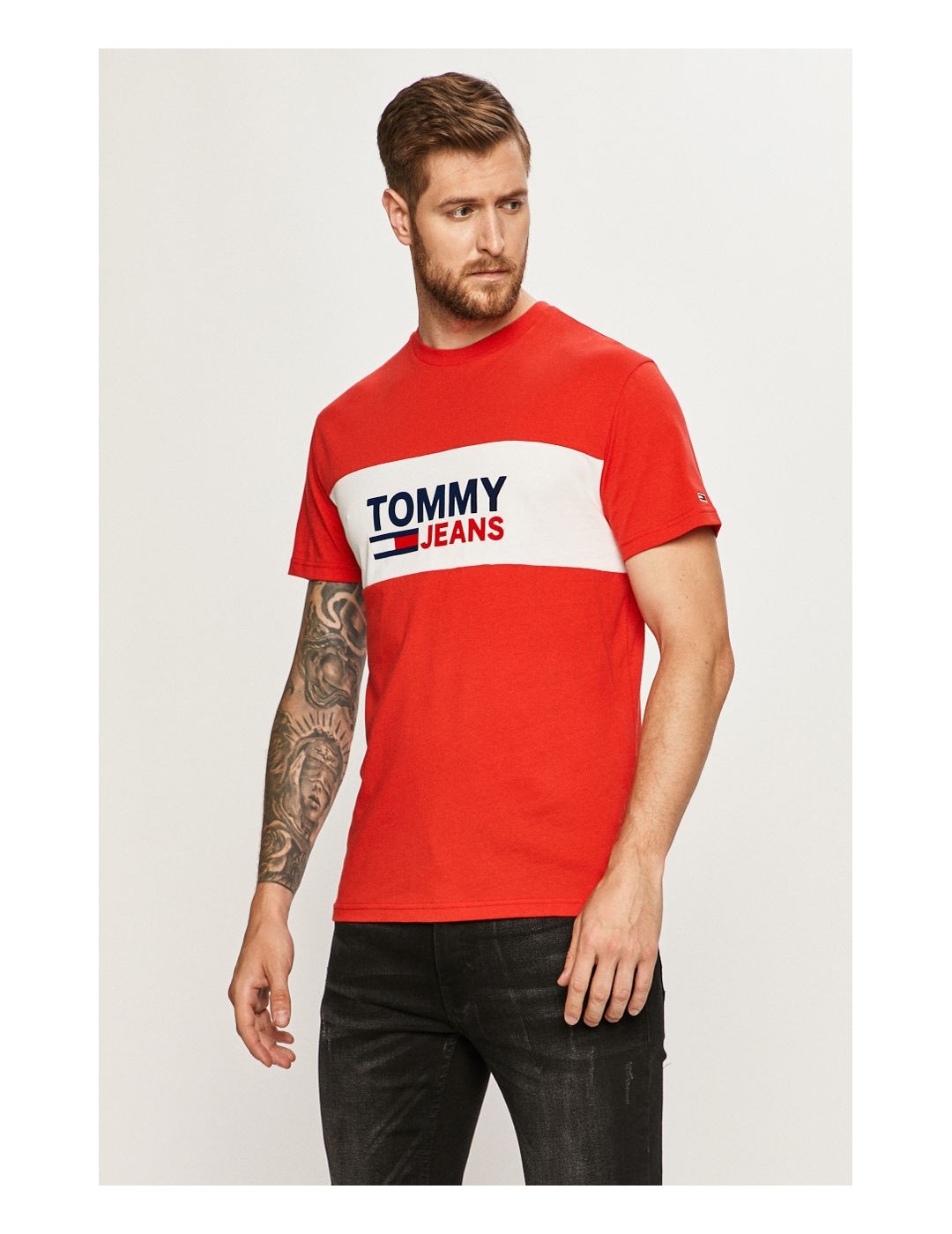 CAMISETA TOMMY JEANS PIECED BAND LOGO TEE RED