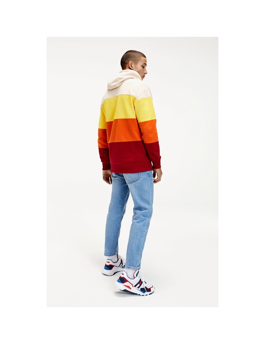 SUDADERA TOMMY JEANS HALF ZIP COLORBLOCK WINE RED