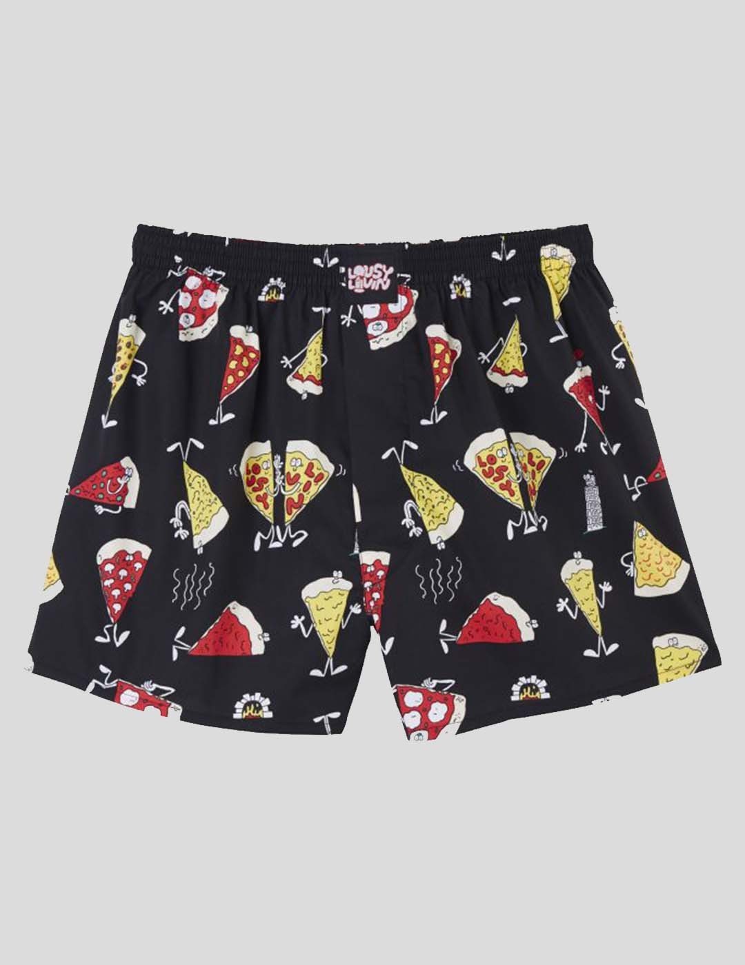 LOUSY LIVIN PIZZA BOXER SHORTS BLACK